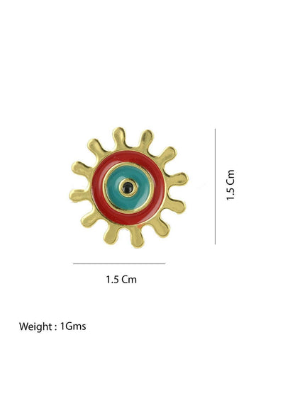 Ishhaara Evil Eye Round Stud Red
