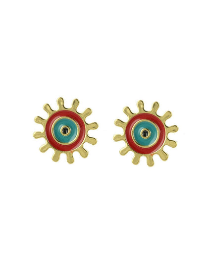 Ishhaara Evil Eye Round Stud Red