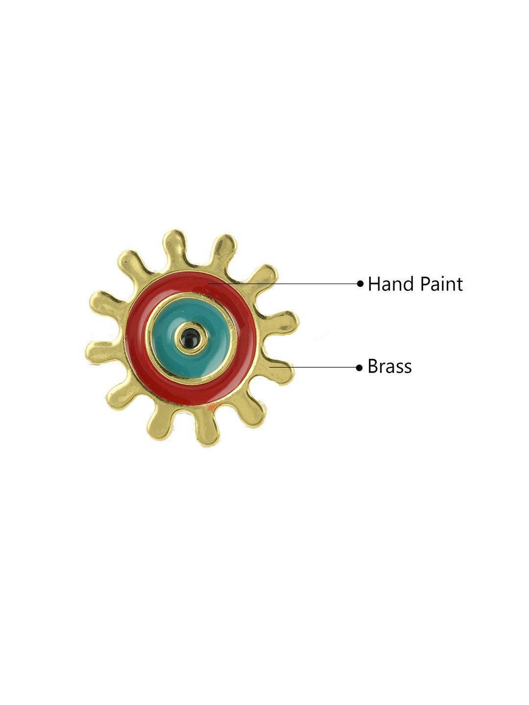 Ishhaara Evil Eye Round Stud Red