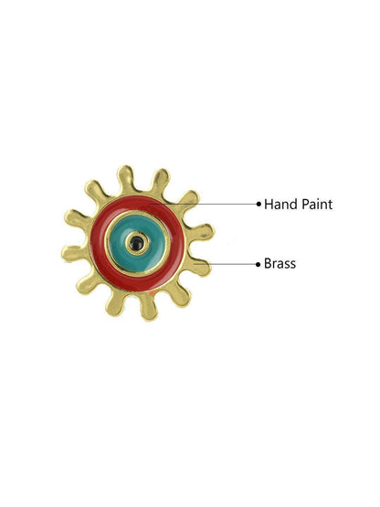 Ishhaara Evil Eye Round Stud Red