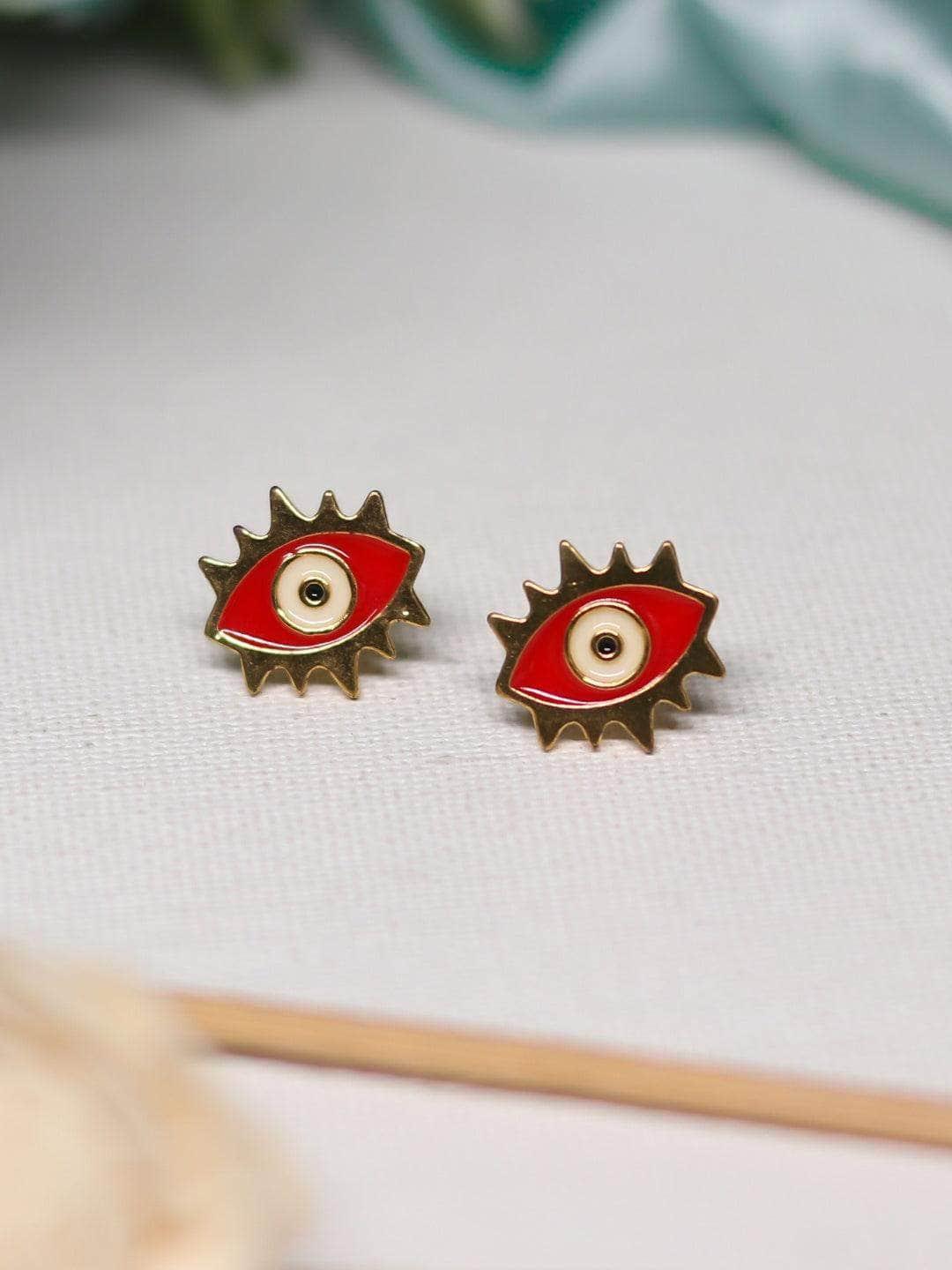 Ishhaara Evil Eye Stud Red