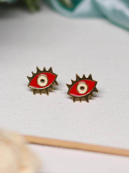 Ishhaara Evil Eye Stud Red