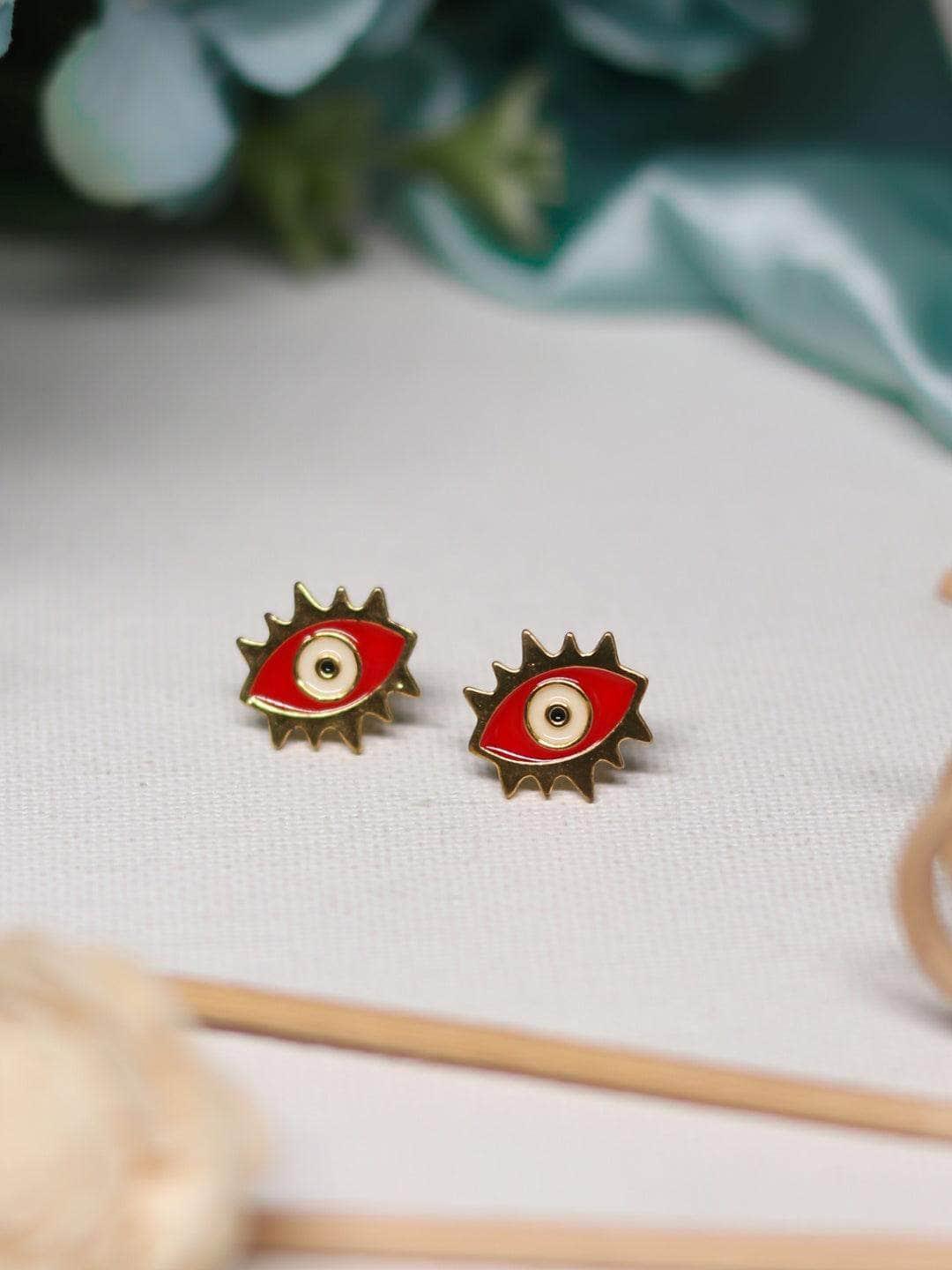 Ishhaara Evil Eye Stud Red