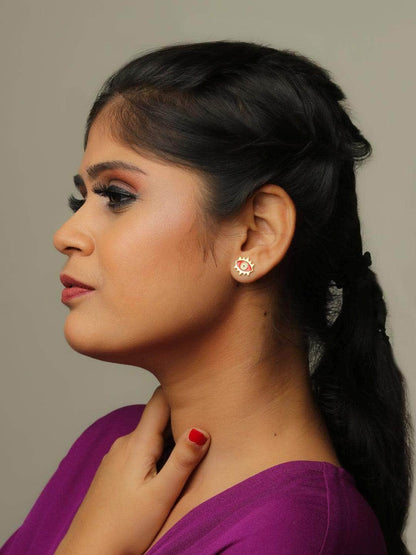 Ishhaara Evil Eye Stud Red