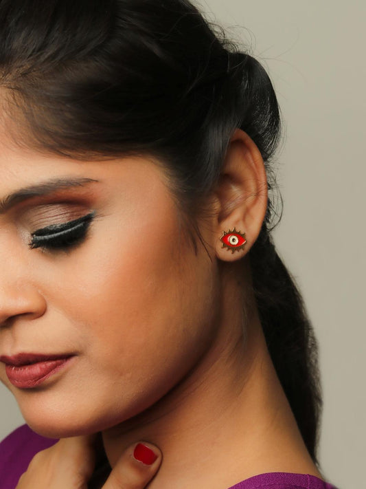 Ishhaara Evil Eye Stud Red