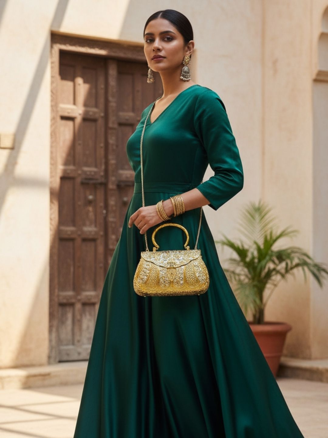 Ishhaara Exclusive Hand Carved Gold Clutch