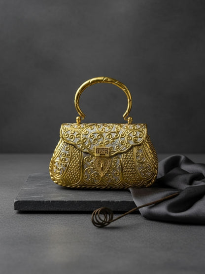 Ishhaara Exclusive Hand Carved Gold Clutch