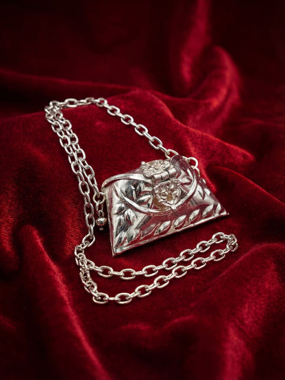 Ishhaara Exclusive Hand Carved High Quality Golden Silver Mini Clutch