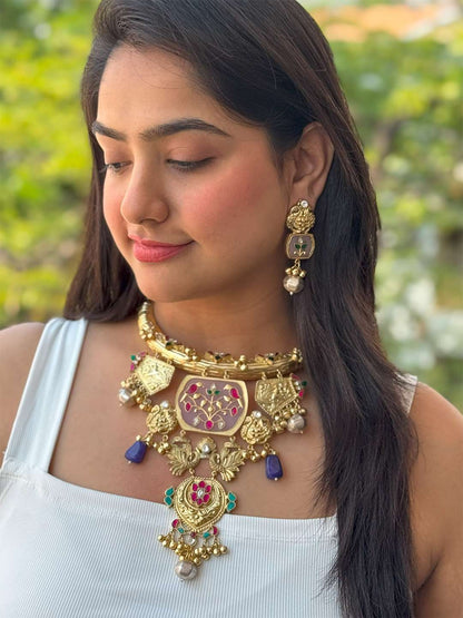 Ishhaara Exclusive Hand Crafted Fusion Kundan Polki Sabyasachi Inspired Hasli