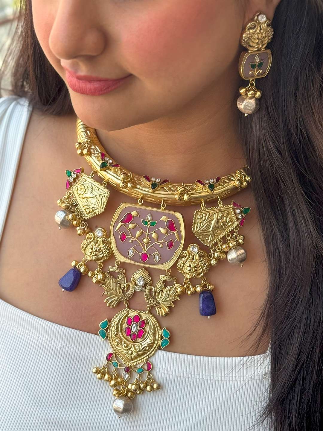 Ishhaara Exclusive Hand Crafted Fusion Kundan Polki Sabyasachi Inspired Hasli