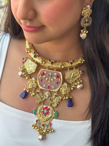 Ishhaara Exclusive Hand Crafted Fusion Kundan Polki Sabyasachi Inspired Hasli