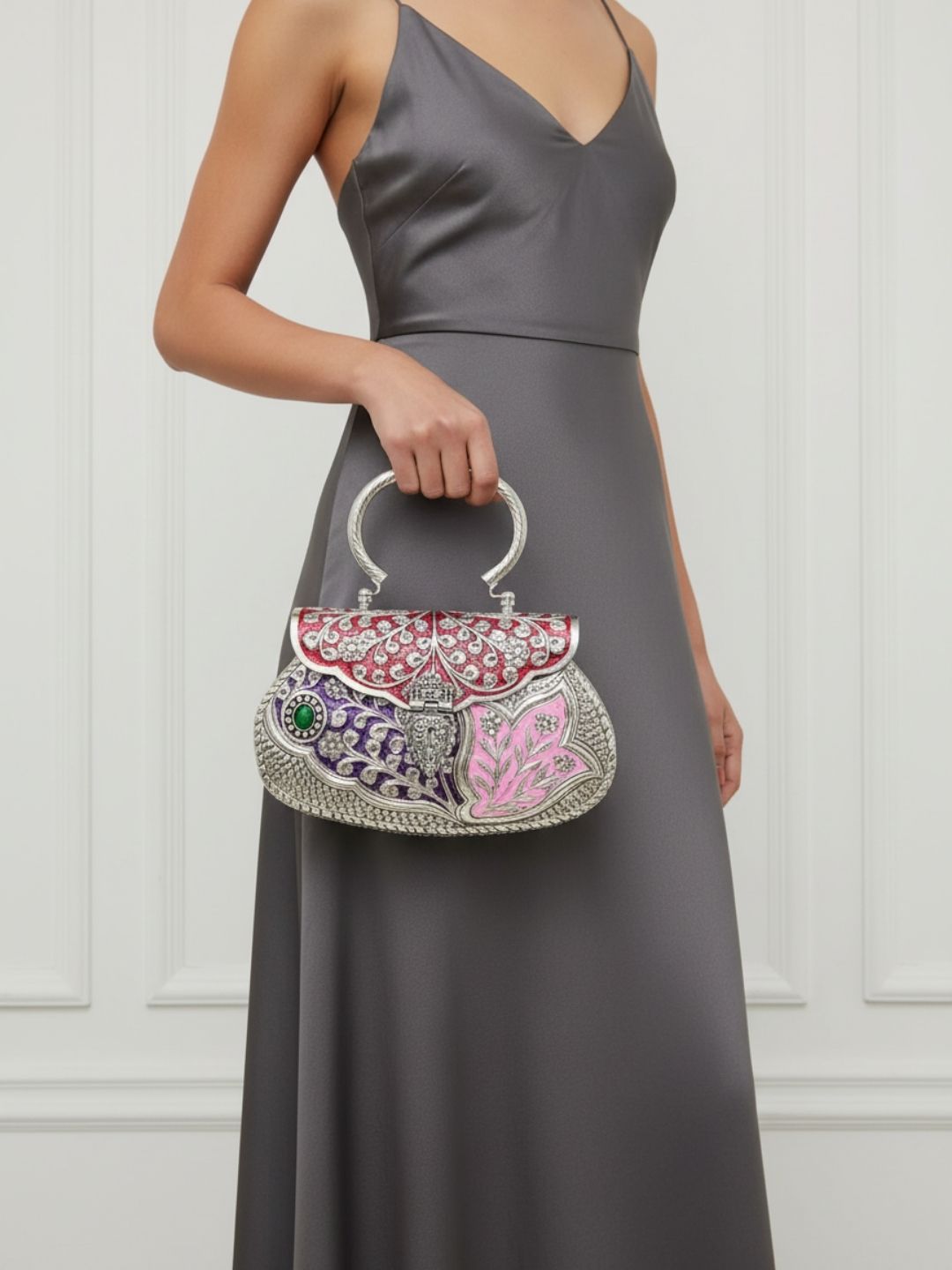 Ishhaara Exclusive Meenakari Clutch With Handle