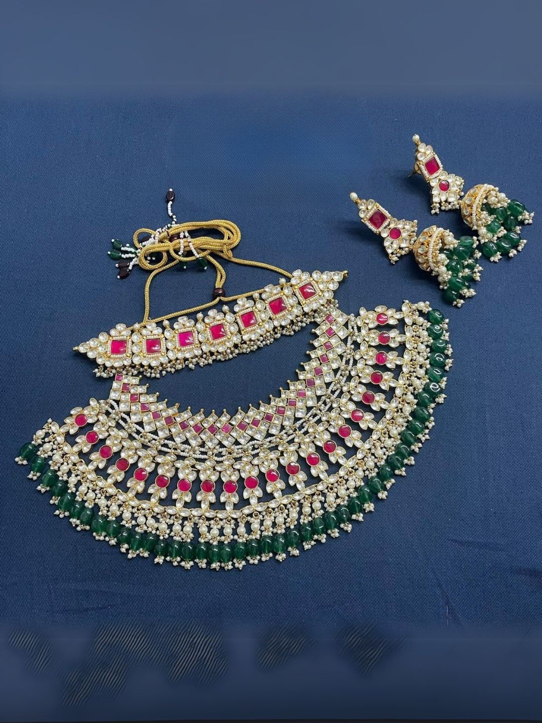 Ishhaara Exclusive Pachi Kundan Bridal Dual Choker Necklace