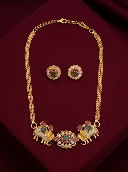 Ishhaara Exquisite Elephant Studded Necklace Set