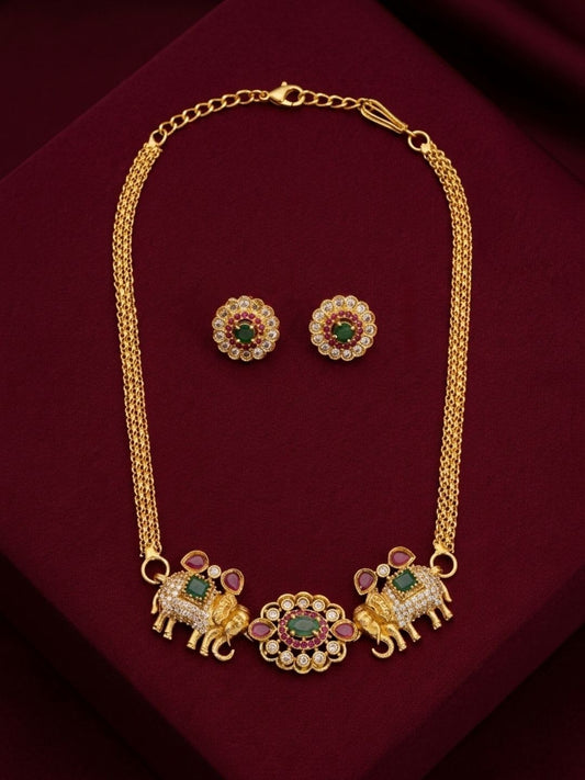 Ishhaara Exquisite Elephant Studded Necklace Set