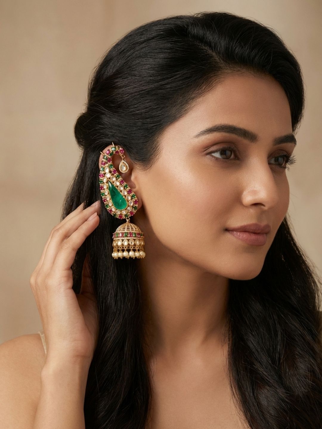 Ishhaara Exquisite Jadau Kundan Bridal Earcuff Earrings