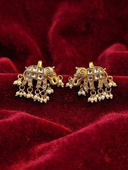 Ishhaara Exquisite Jadau Kundan Elephant Bugadi Earrings
