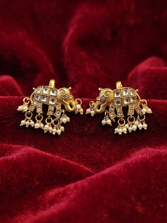 Ishhaara Exquisite Jadau Kundan Elephant Bugadi Earrings