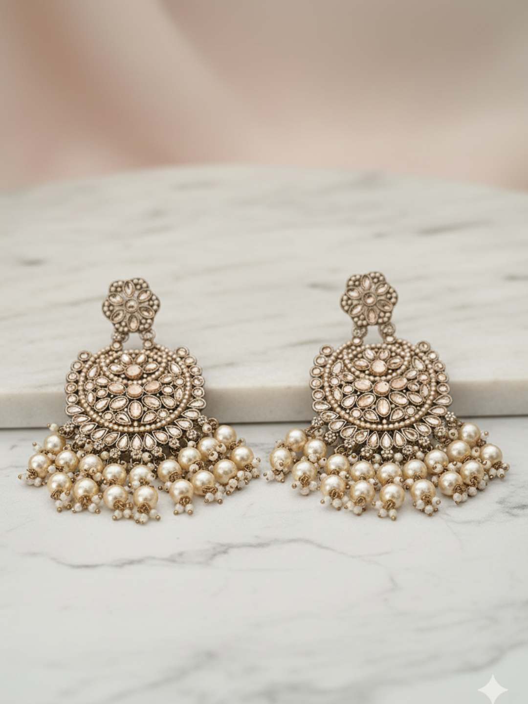 Ishhaara Exquisite Kundan Pearl Beaded Earrings