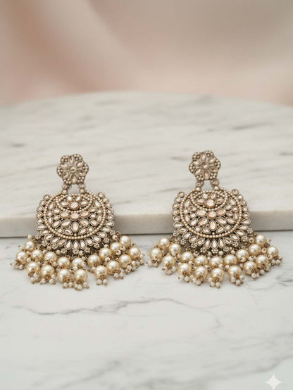 Ishhaara Exquisite Kundan Pearl Beaded Earrings
