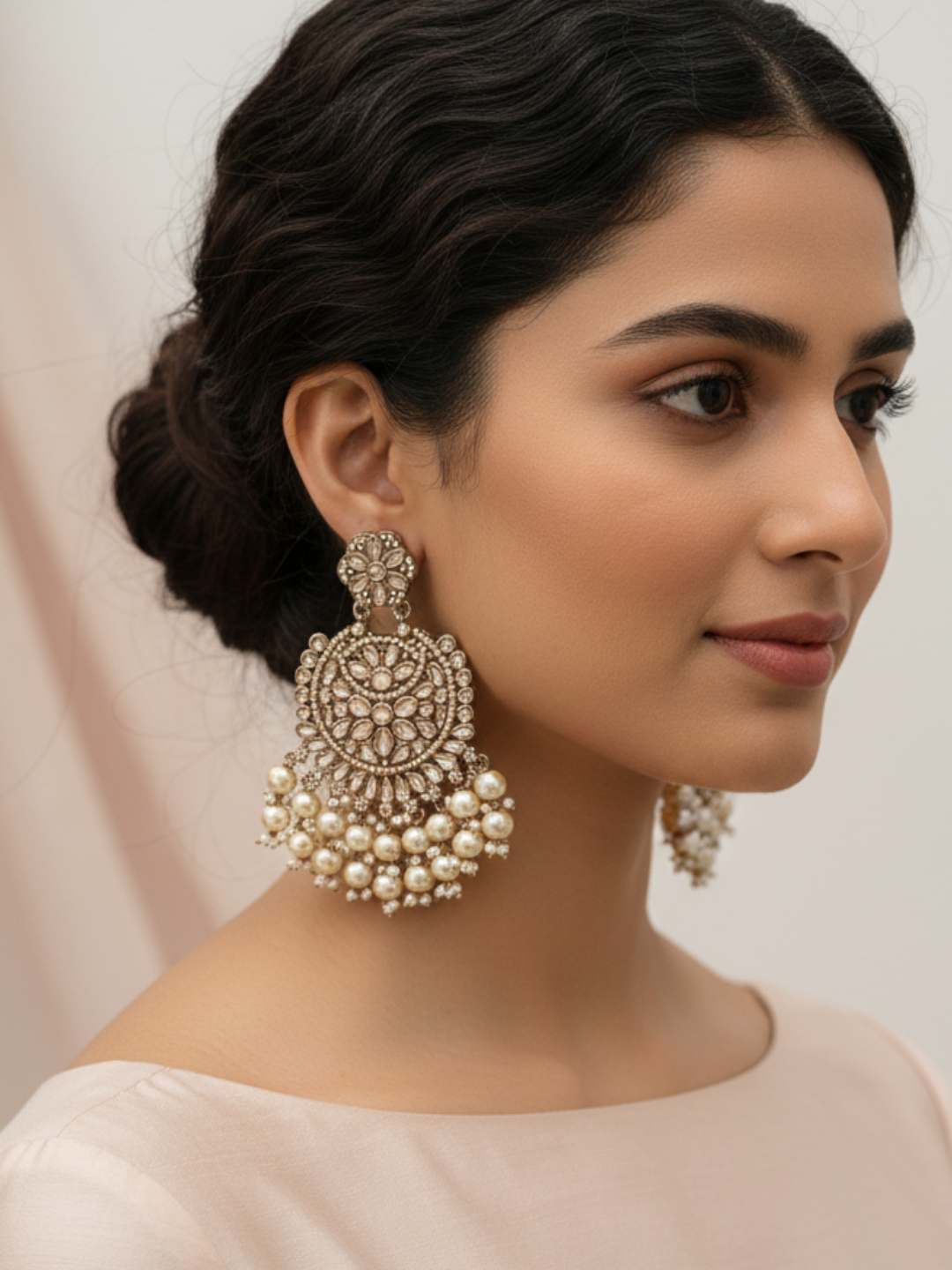 Ishhaara Exquisite Kundan Pearl Beaded Earrings