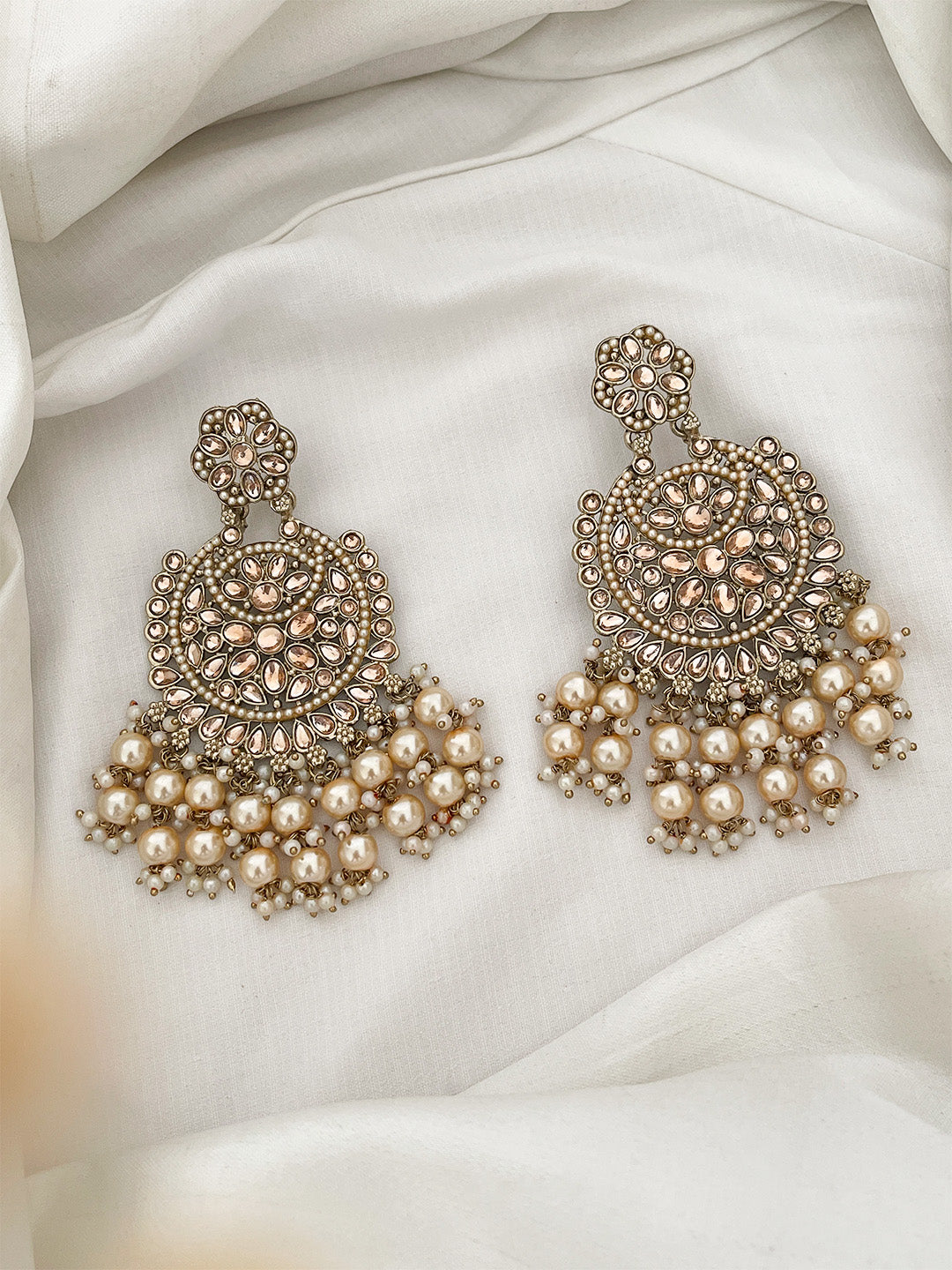 Ishhaara Exquisite Kundan Pearl Beaded Earrings