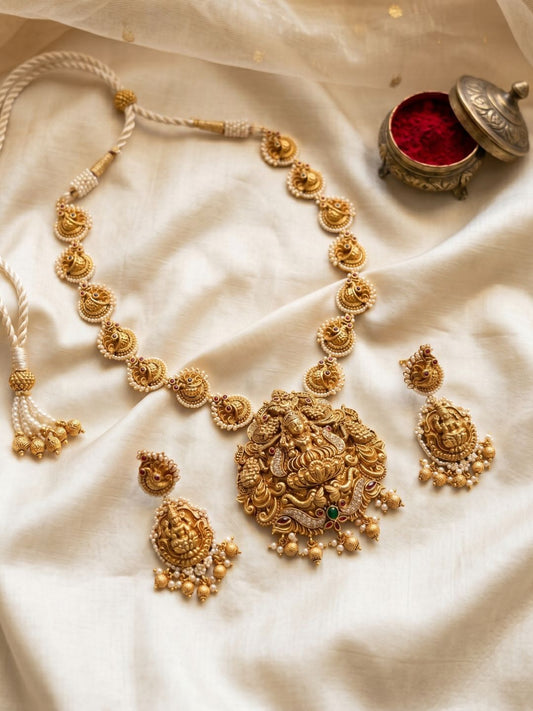 Ishhaara Exquisite Lakshmi Peacock Statement Necklace