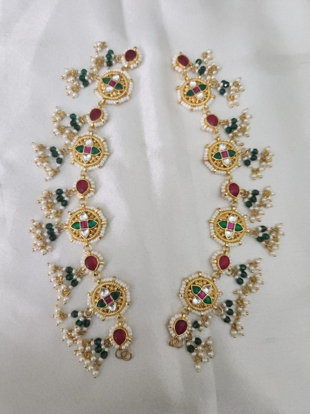 Ishhaara Exquisite Lotus Jadau Ear Chains
