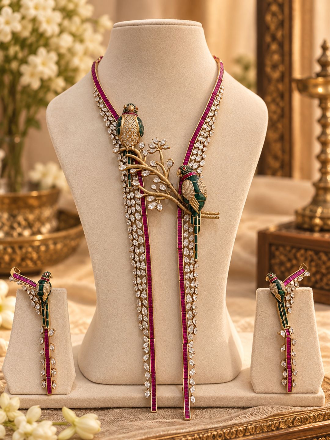 Ishhaara Exquisite Parrot Design Statement Necklace