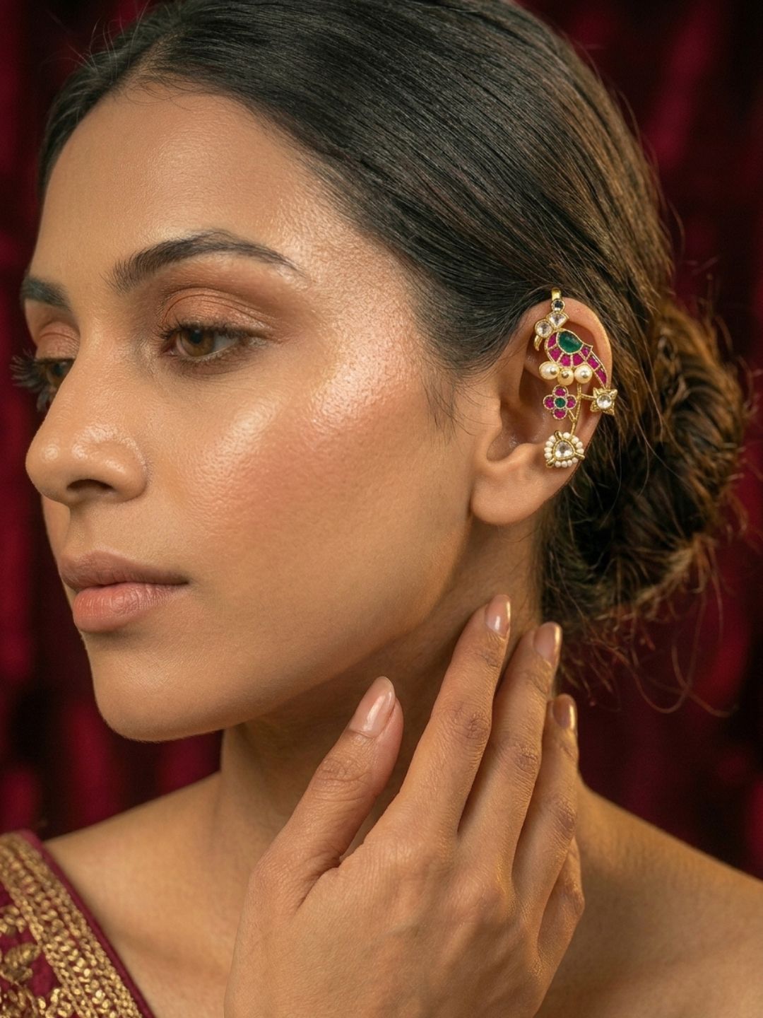 Ishhaara Exquisite Peacock Jadau Pearl Bugadi Earrings