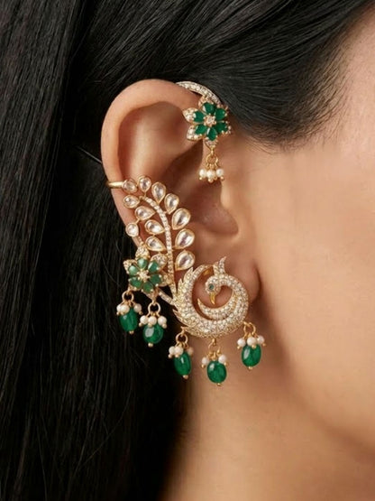 Ishhaara Exquisite Peafowl Ear Cuffs