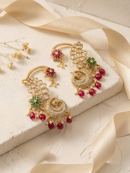 Ishhaara Exquisite Peafowl Ear Cuffs