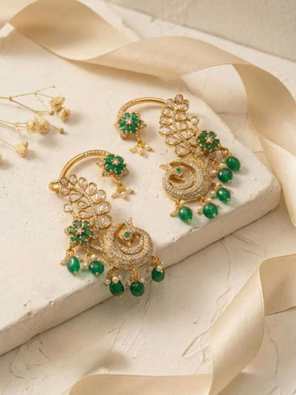 Ishhaara Exquisite Peafowl Ear Cuffs