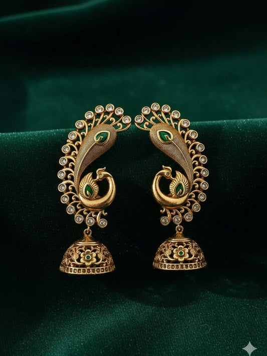 Ishhaara Eye Catching Peacock Motif Earcuff Earring