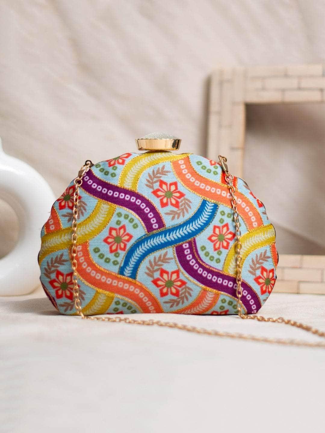 Buy Fabric Clutches In D Shape Frame Online Ishhaara