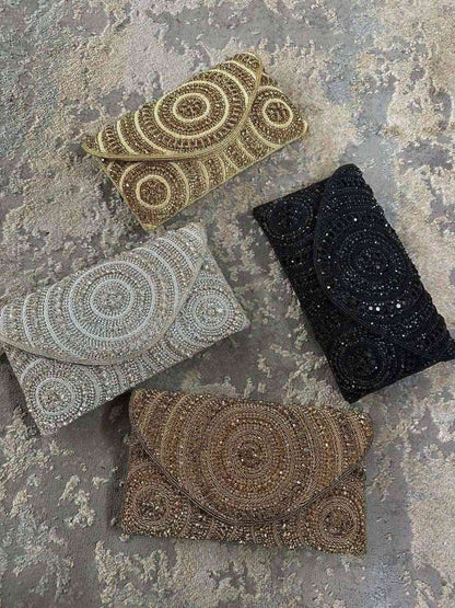 Ishhaara Female Party Beautiful Gold Envelope Clutch