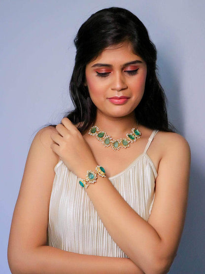 Ishhaara Firoza Choker And Handcuff Set