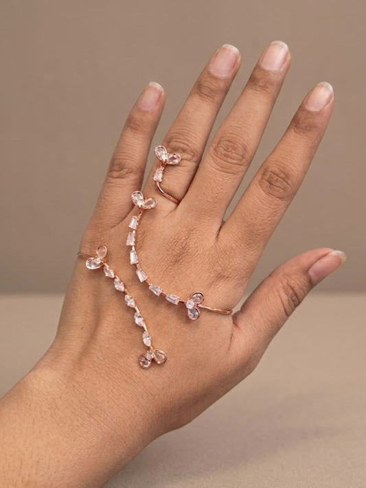 Ishhaara Floral Diamond Hathpan Bracelet