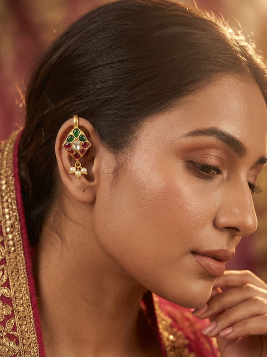 Ishhaara Floral Jadau Kundan Bugadi Earrings