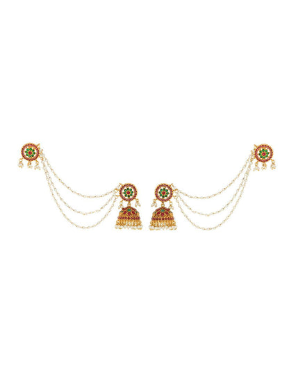 Ishhaara Floral Jhumka With Ear Chain