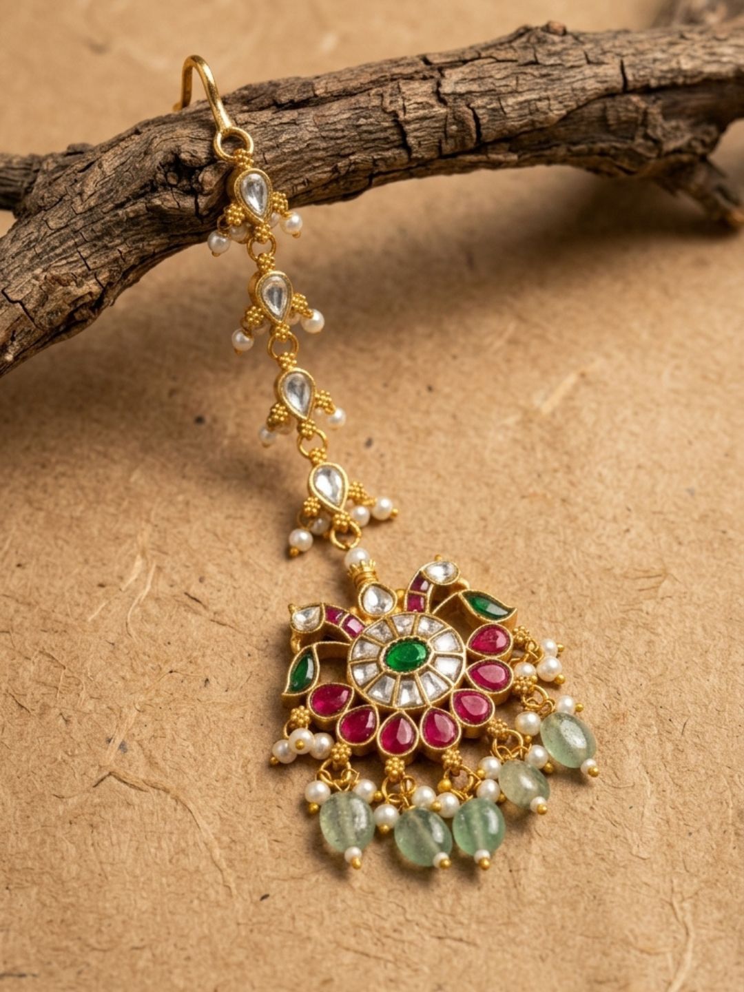 Ishhaara Floral Peacock Motifs Kemp Maang Tikka