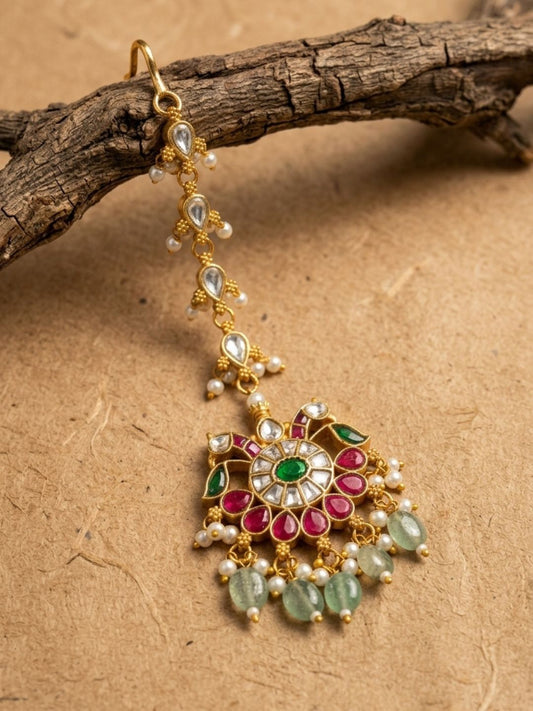 Ishhaara Floral Peacock Motifs Kemp Maang Tikka