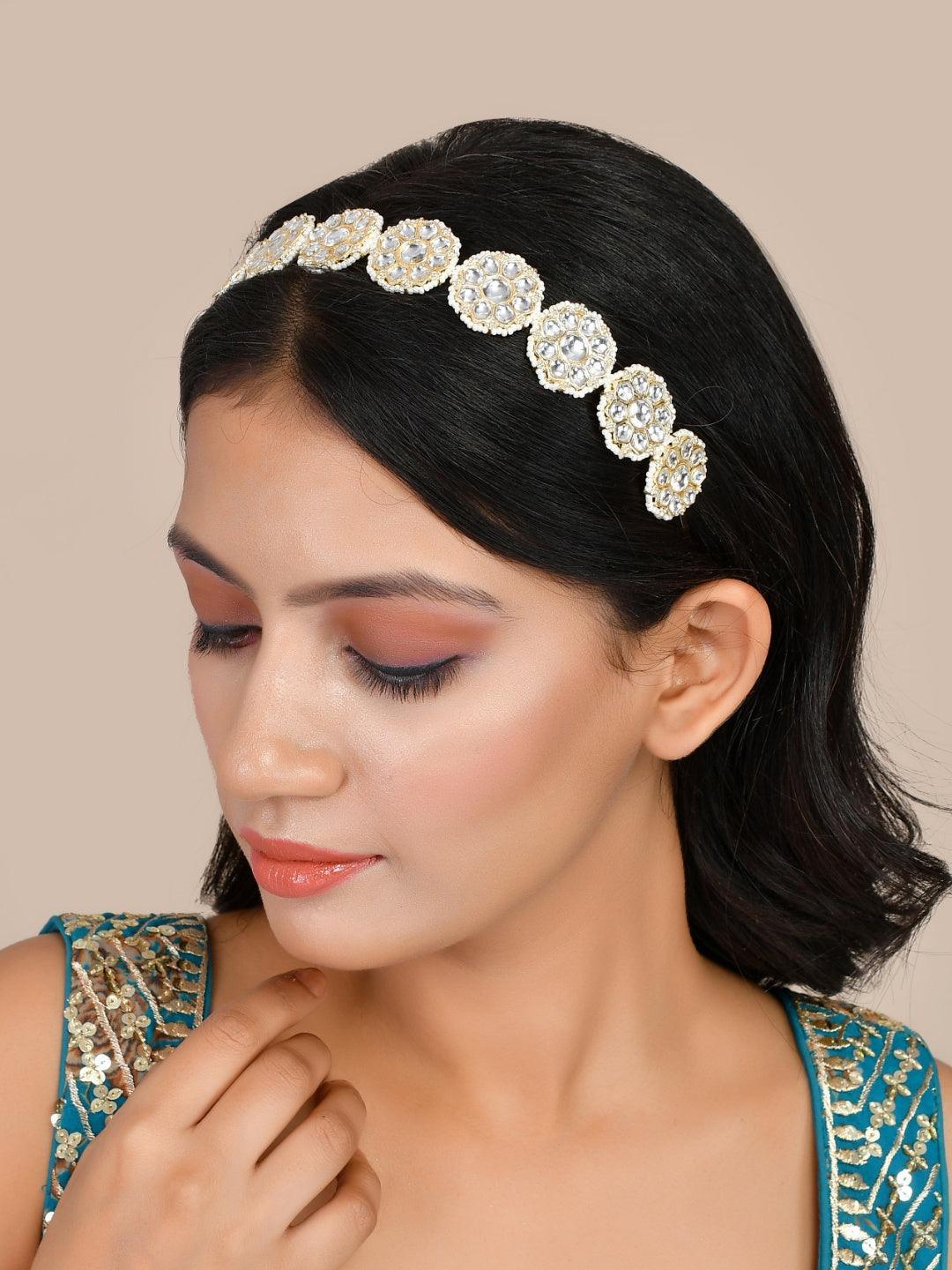 Buy Parineeti Chopra in Floral Shape Kundan Studded Hair Band, Hair wedding  band, Wedding band hair Online Shopping, Traditional Jhumkas Online,  Meenakari Jhumkas Online, Meenakari Jhumkas Online