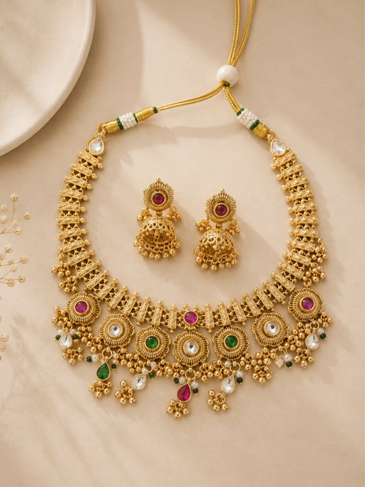 Ishhaara Floral Shaped Heritage Necklace