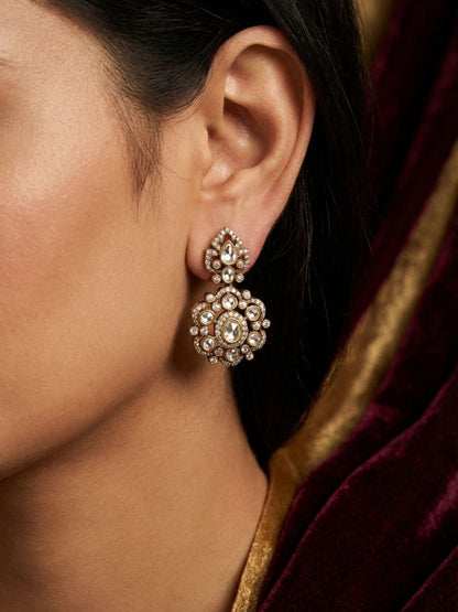Ishhaara Floral Shaped Polki Earring