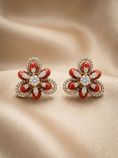 Ishhaara Floral Stone Studded Earrings