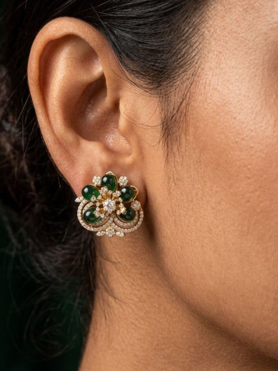 Ishhaara Floral Stone Studded Earrings