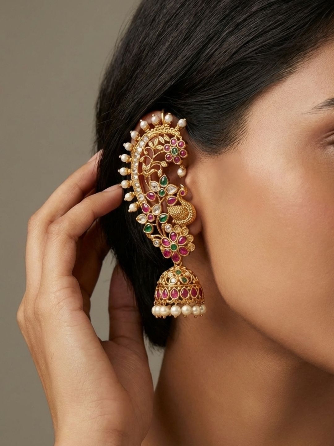 Ishhaara Floret With Peacock Designer Earcuff