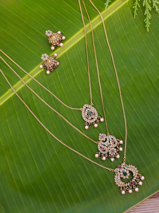 Ishhaara Flower Chandbali Three Layered Chain