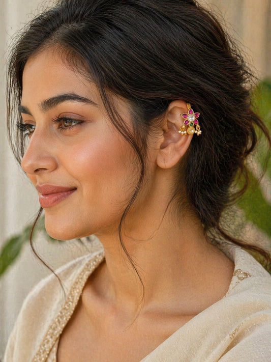 Ishhaara Flower Jadau Kundan Bugadi Earrings
